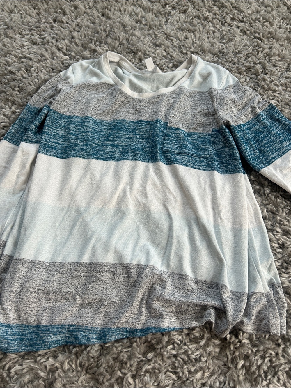 Market & Spruce Blue, Light Blue & Gray Striped Long Sleeve Top
